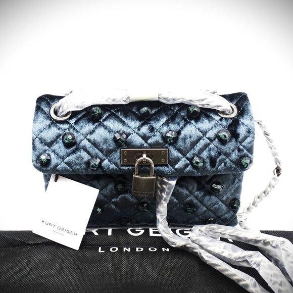 KURT GEIGER LONDON Mini Brixton Velvet Shoulder Bag - Picture 2 of 11